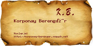 Korponay Berengár névjegykártya